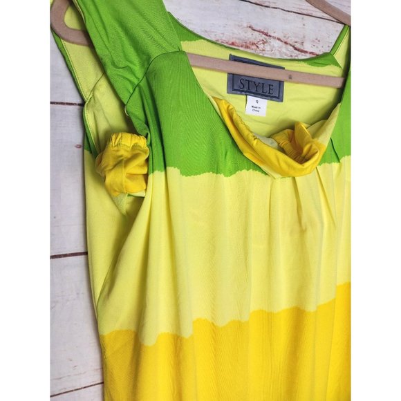 Club Style Yellow Lime Green Nightgown Dress - Size 12, Stretchy and Comfortable - Picture 12 of 15